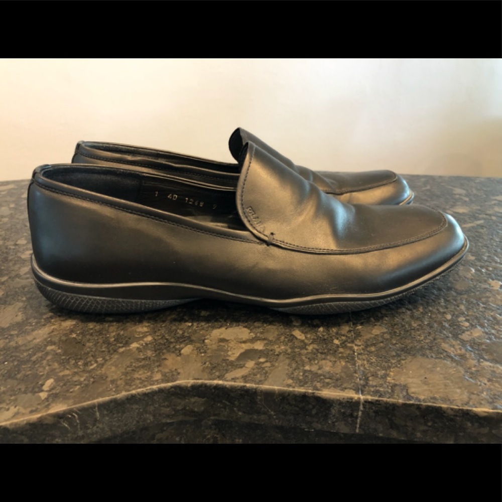 PRADA Linea Rossa Black Leather Men’s Loafers - Picture 4 of 8